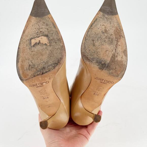 Jimmy Choo Camel Tan Retro Y2K Pointed Toe Heeled Ankle Boot size IT 38.5 - Picture 11 of 13